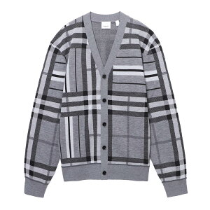 5/1!Ψ1/2!MAX100%POINT BACK!ץȥ꡼ۡڥȥåȡۥСХ꡼ BURBERRY ǥ 졼 8058744 flintmelange CHECK AND STRIPE WOOL JACQUARD CARDIGAN̵[2022AW]