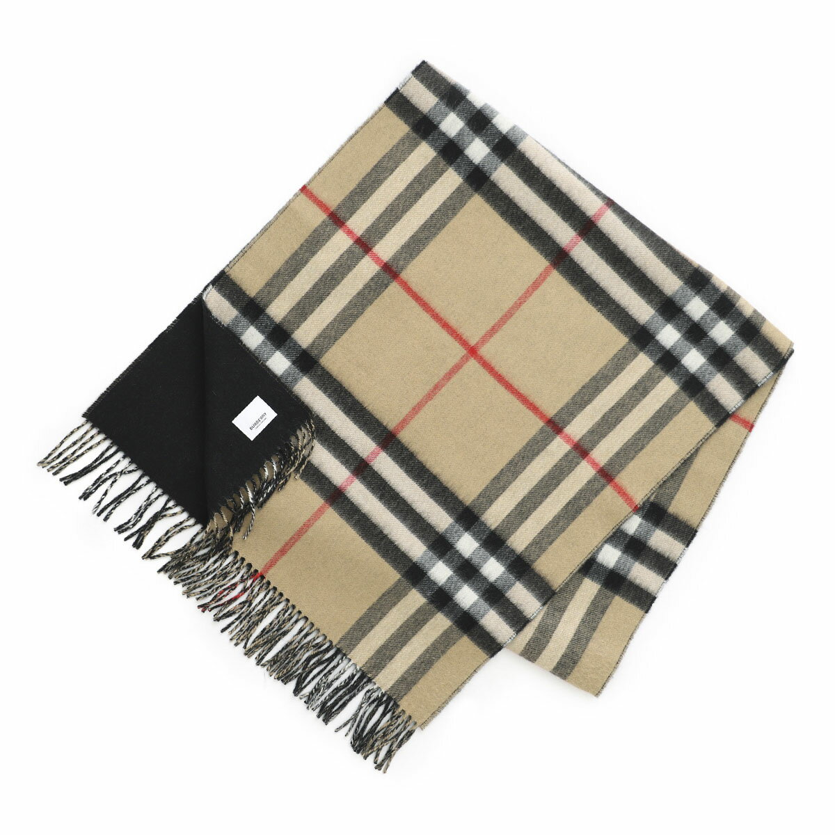 バーバリー BURBERRY マフラー ベージュ メンズ 8035910 black GIANT CHECK SOLID LONG CASHMERE SCARF【あす楽対応_関東】【返品送料無料】【ラッピング無料】