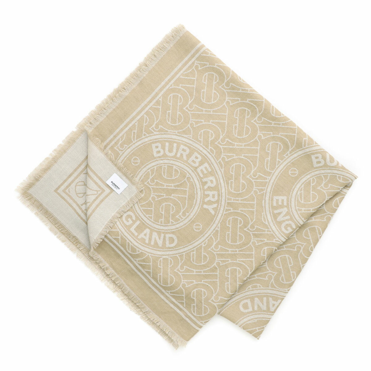 バーバリー マフラー（レディース） 【アウトレット】バーバリー BURBERRY ストール ベージュ 8045120 camel TB ROUNDEL JACQUARD CASHMERE SCARF【返品送料無料】[2022AW]