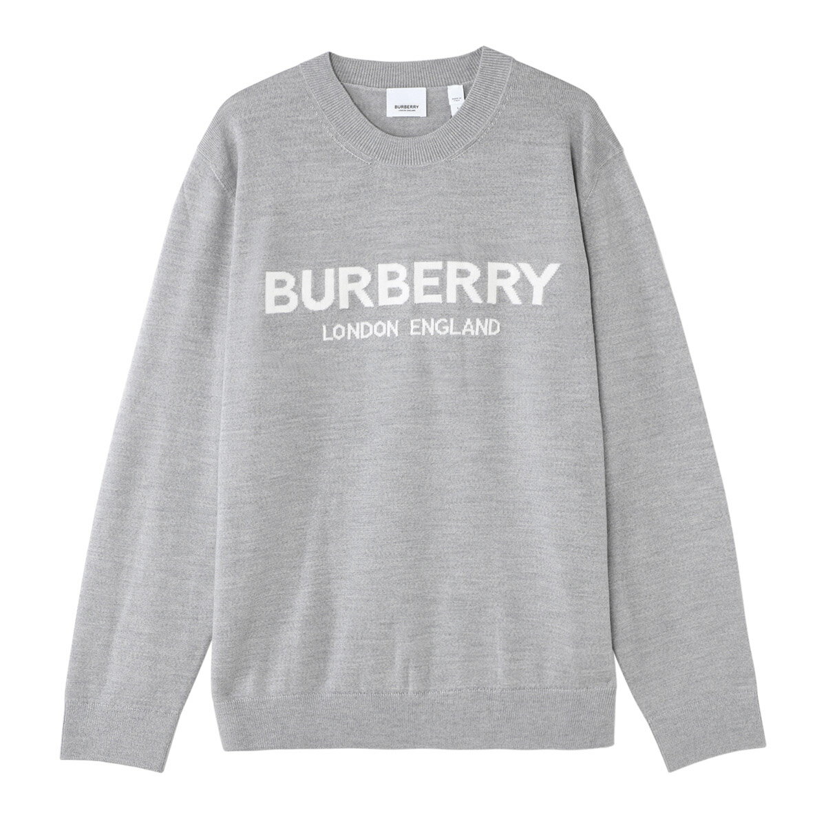 バーバリー BURBERRY クルーネックニット グレー 8054897 greymelange LOGO INTARSIA WOOL BLEND SWEATER【返品送料無料】