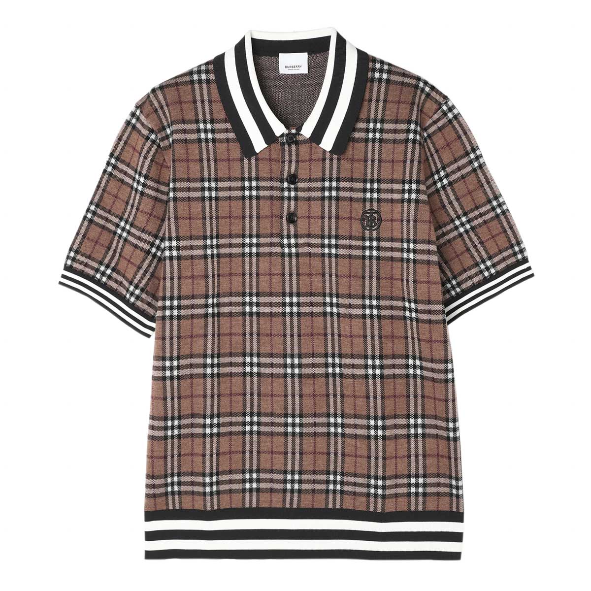 バーバリー ポロシャツ メンズ 【アウトレット】バーバリー BURBERRY ニットポロシャツ ブラウン 8048136 birchbrown【返品送料無料】