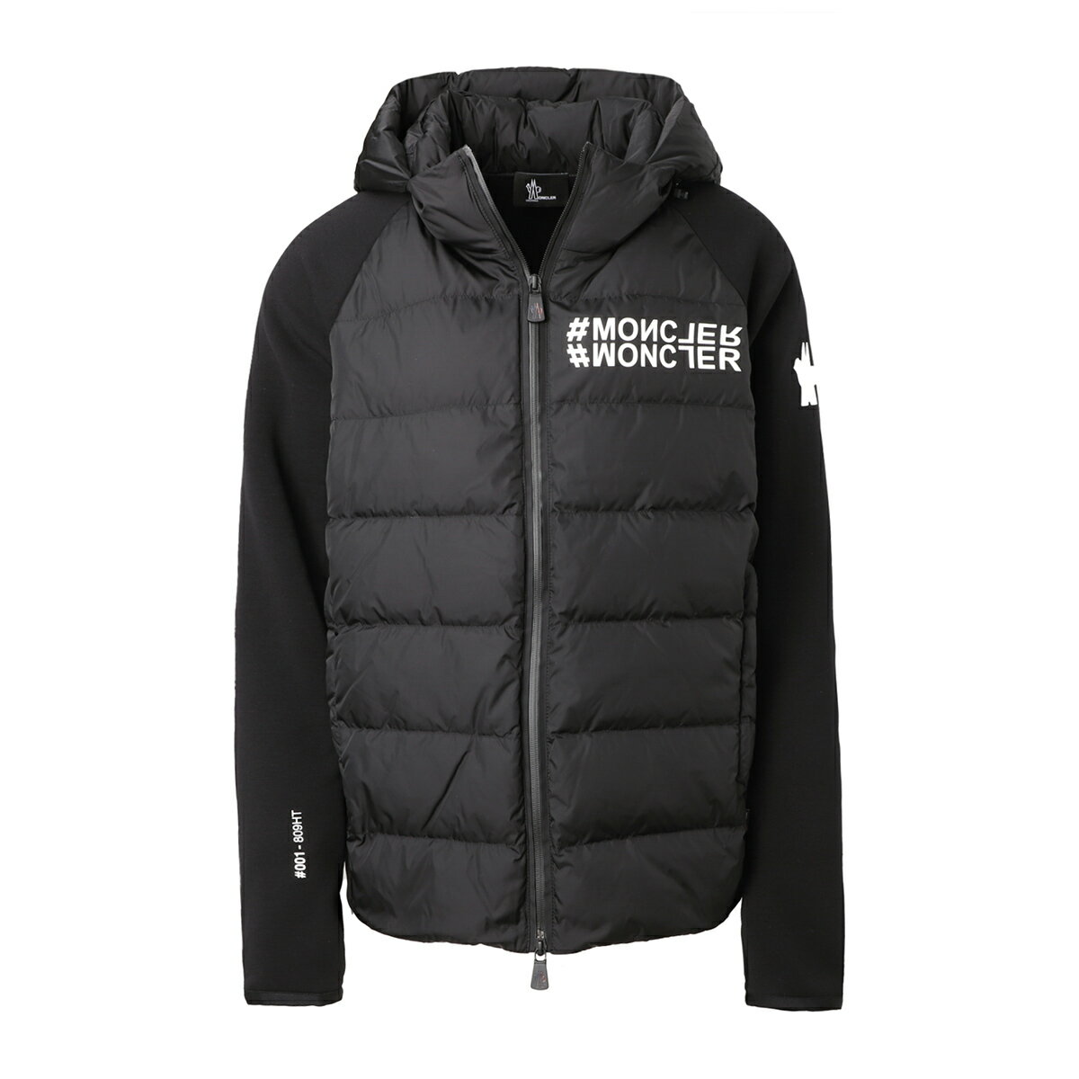 モンクレール グルノーブル MONCLER GRENOBLE ダウン切り替え ジップアップパーカ ブラック メンズ 8g00031 809ht 999