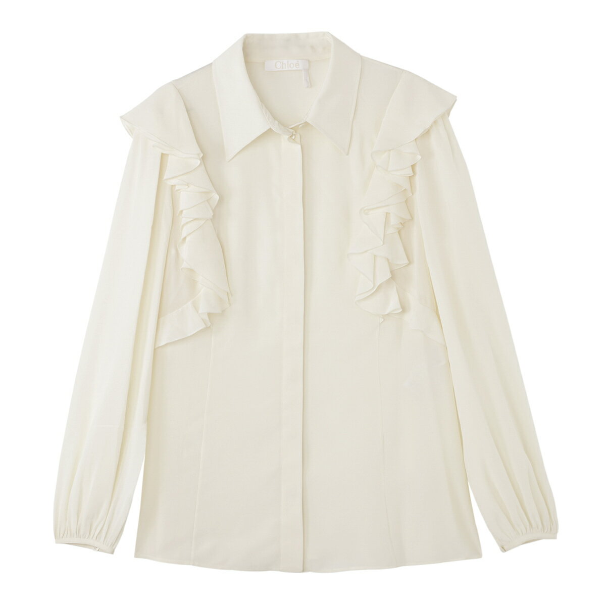 【10万1円均一】【アウトレット】クロエ Chloe 長袖 ブラウス ホワイト レディース chc23sht15004 103 coconutmilk RUFFLED BLOUSE【返品送料無料】【ラッピング無料】