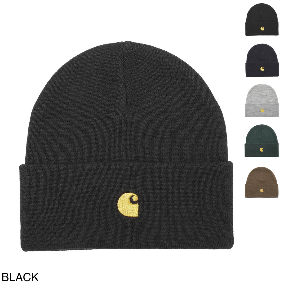 カーハート ワークインプログレス Carhartt WIP ニットキャップi026222 00f black gold CHASE BEANIE