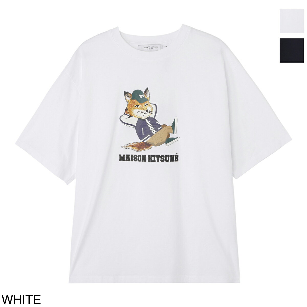 メゾンキツネ Tシャツ メンズ 【6/1限定!当選確率1/2!MAX100%POINT BACK!※要エントリー】メゾンキツネ MAISON KITSUNE クルーネック半袖Tシャツ kw00108kj0008 white ドレスドフォックス【返品送料無料】