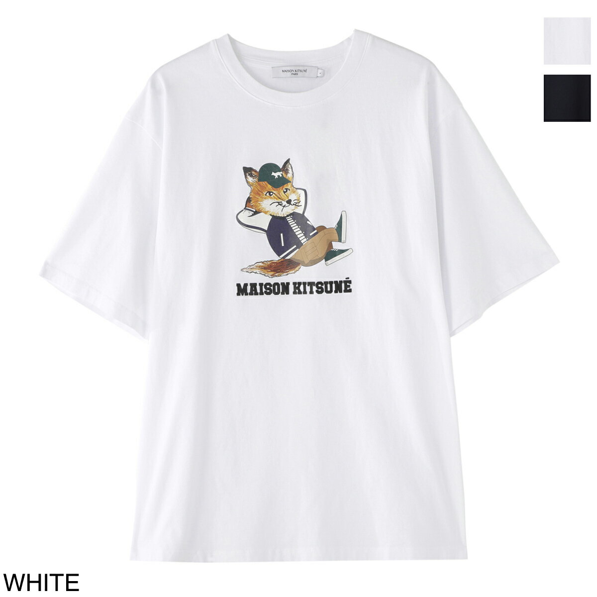 メゾンキツネ MAISON KITSUNE クルーネックTシャツ km00103kj0008 white DRESSED FOX EASY TEE-SHIRT