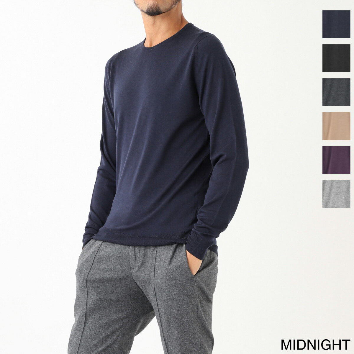 ジョンスメドレー JOHN SMEDLEY クルーネックニット セーター メンズ lundy midnight LUNDY ランディ 30ゲージ STANDARD FIT【返品送料無料】【ラッピング無料】