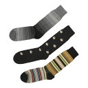 【アウトレット】ポールスミス Paul Smith ポールスミス 靴下 3足セット ソックス マルチカラー メンズ m1a sock k3blks 79 MEN SOCK 3 PACK【返品交換不可】【ラッピング無料】 2023SS