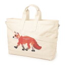 メゾンキツネ MAISON KITSUNE トートバッグ 2WAY ベージュ ku05004ww0052 ecru MK X ROP VAN MIERLO FOX E/W TOTE【返品送料無料】[2023SS]