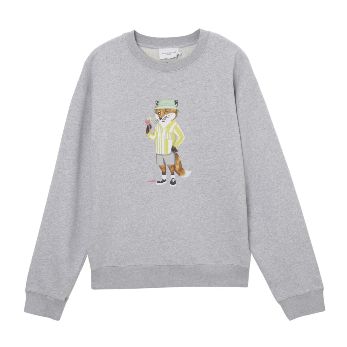 メゾンキツネ MAISON KITSUNE スウェット グレー メンズ km00331km0001 lightgreymelange HOTEL OLYMPIA DRESSED FOX