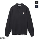 メゾンキツネ MAISON KITSUNE ニットポロシャツ 長袖ポロシャツ jm00502kt1036 p199 black FOX HEAD PATCH POLO JUMPER【返品送料無料】 2023AW