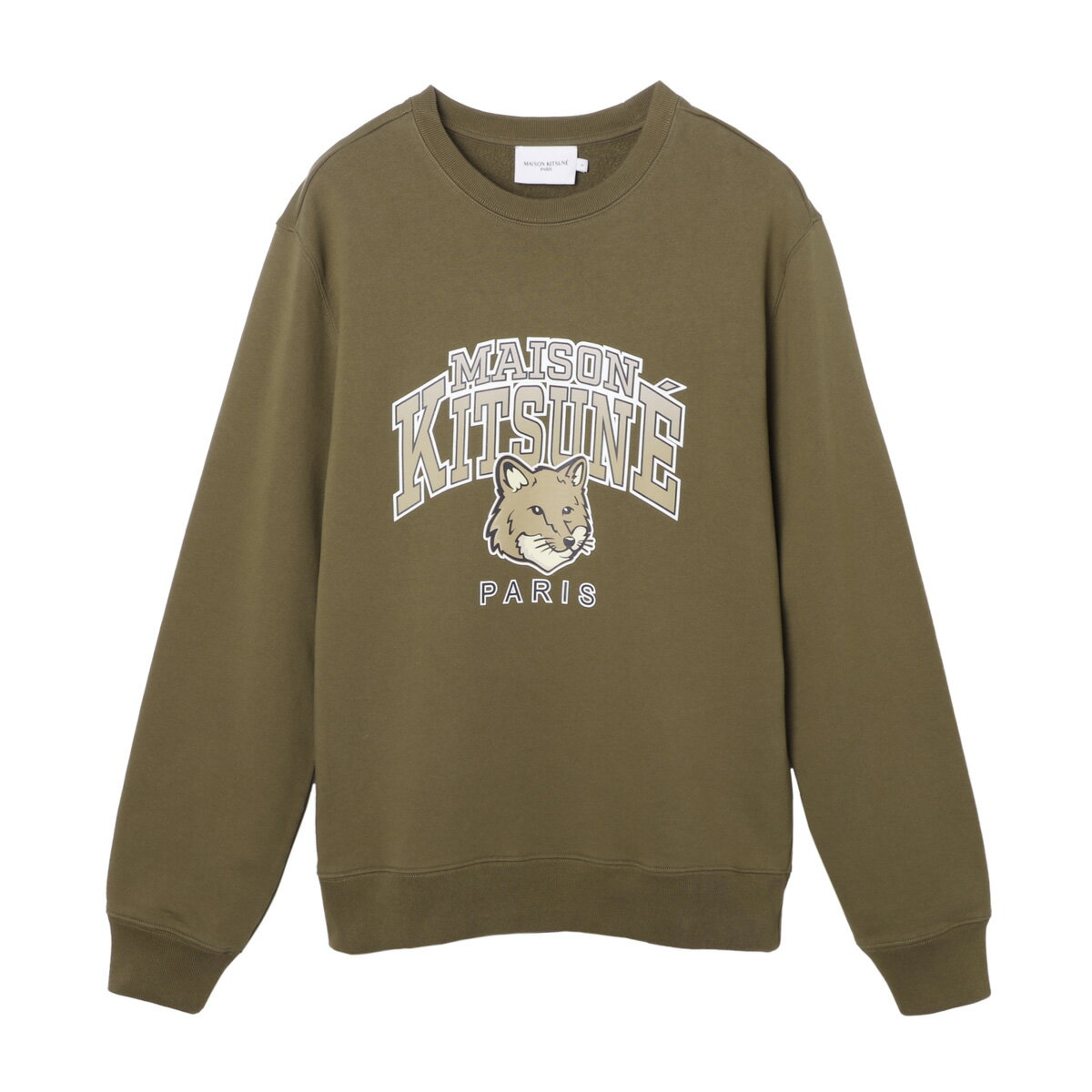 メゾンキツネ MAISON KITSUNE スウェット グリーン lm00305km0001 khaki CAMPUS FOX REGULAR SWEATSHIRT