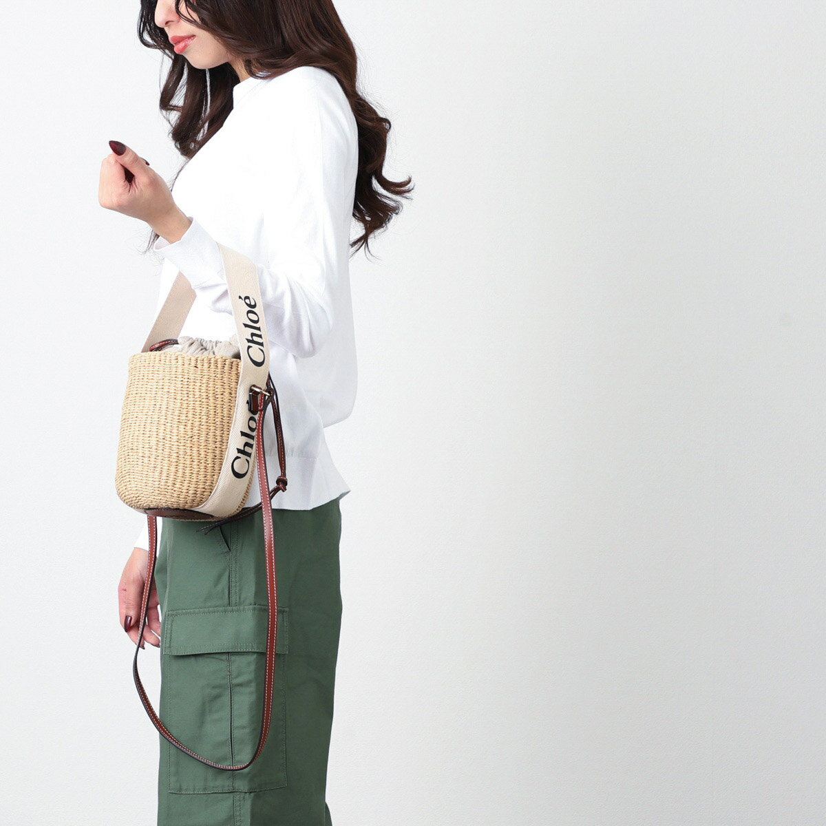 クロエ Chloe ショルダーバッグ 2WAY バスケットバッグ ホワイト レディース chc22ss381g55 101 white WOODY SMALL BASKET【返品送料無料】[2025SS]のサムネイル