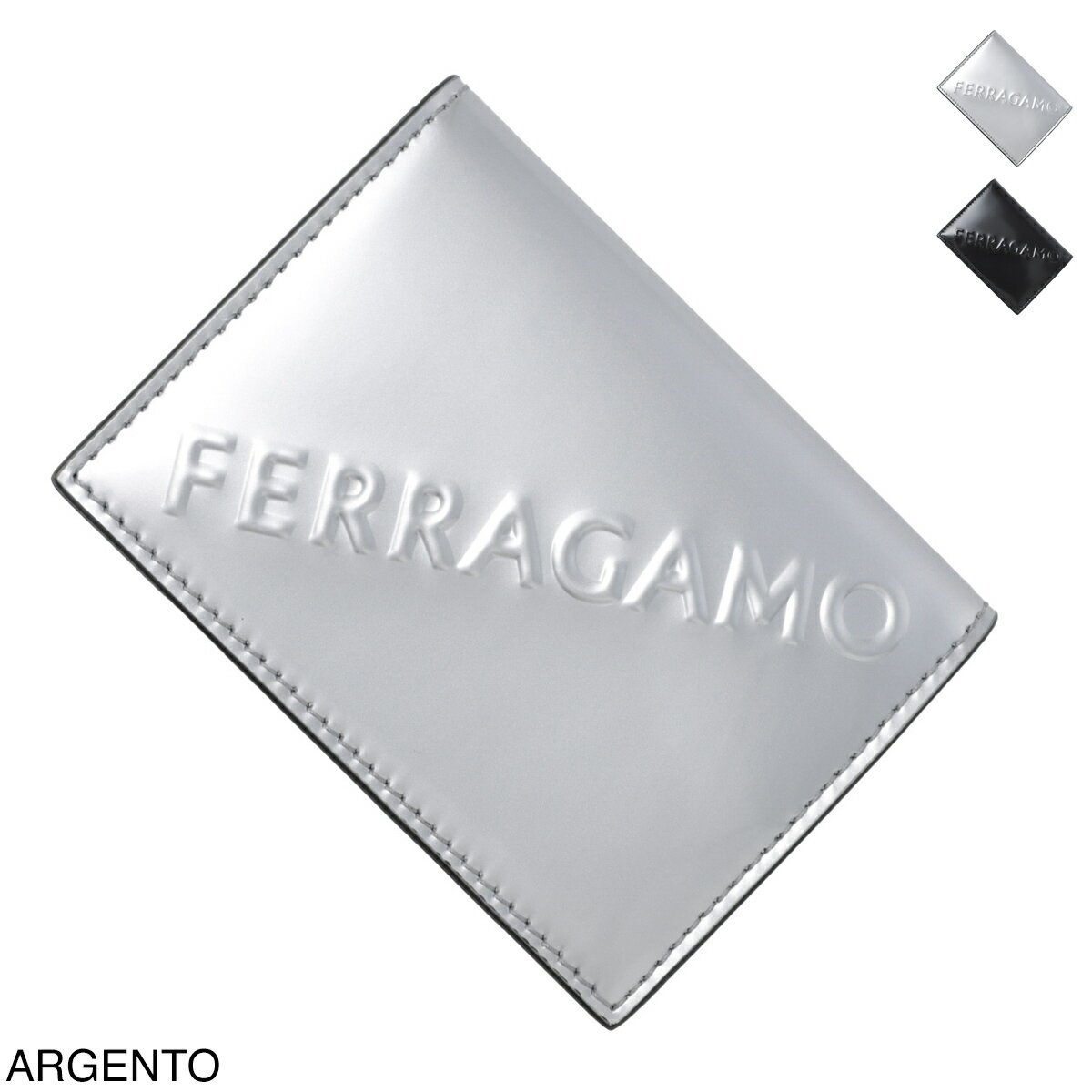 サルヴァトーレ・フェラガモ 名刺入れ フェラガモ FERRAGAMO (Salvatore Ferragamo) カードケース 名刺入れ 661211 0764218 argento nero【返品送料無料】[2023AW]