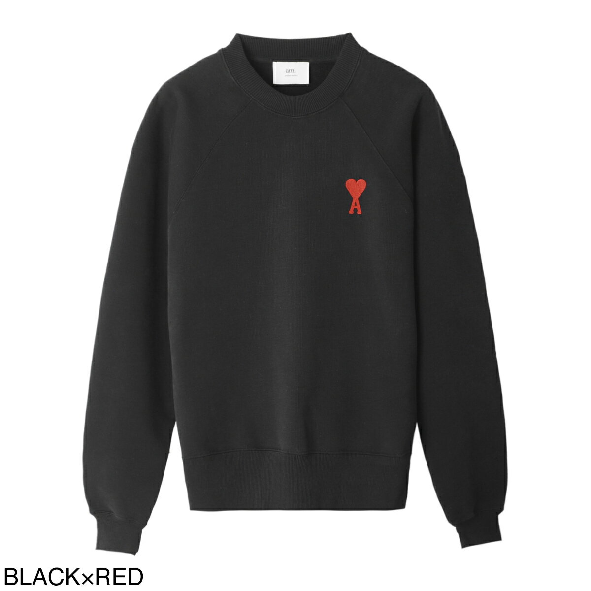 アミ AMI ALEXANDRE MATTIUSSI スウェット usw004 747 009 black red AMI DE COEUR CREWNECK SWEATSHIRT