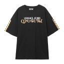 【5/10限定!当選確率1/2!MAX100%POINT BACK!※要エントリー】ヴェルサーチェ VERSACE JEANS COUTURE クルーネックTシャツ ブラック 75gahf01 cj00f g89【返品送料無料】[2023AW]