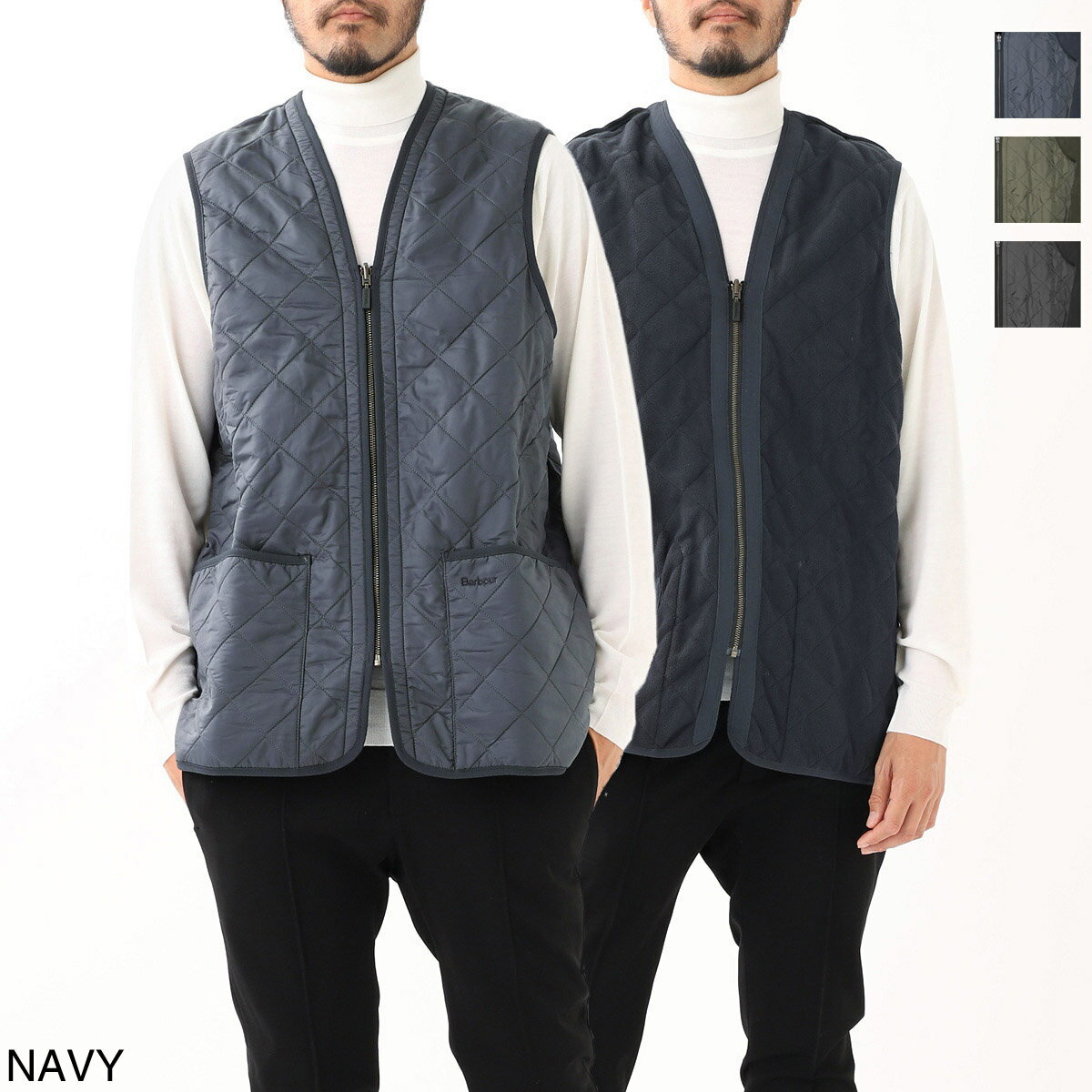 バブアー Barbour リバーシブル ベスト ジレ mli0002ny91 navy BARBOUR POLARQUILT WAISTCOAT ZIP-IN LINER【返品送料無料】 2023AW