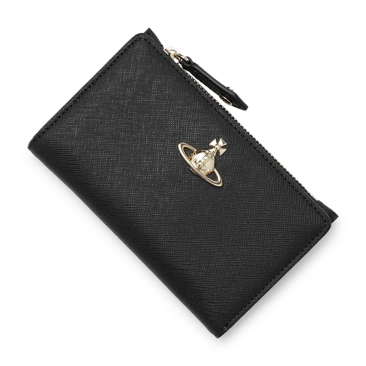 ヴィヴィアンウエストウッド Vivienne Westwood カードケース 小銭入れ付き ブラック 51110038 l001n pf n403 black SAFFIANO SLIM FLAP CARD HOLDER【返品送料無料】[2023AW]