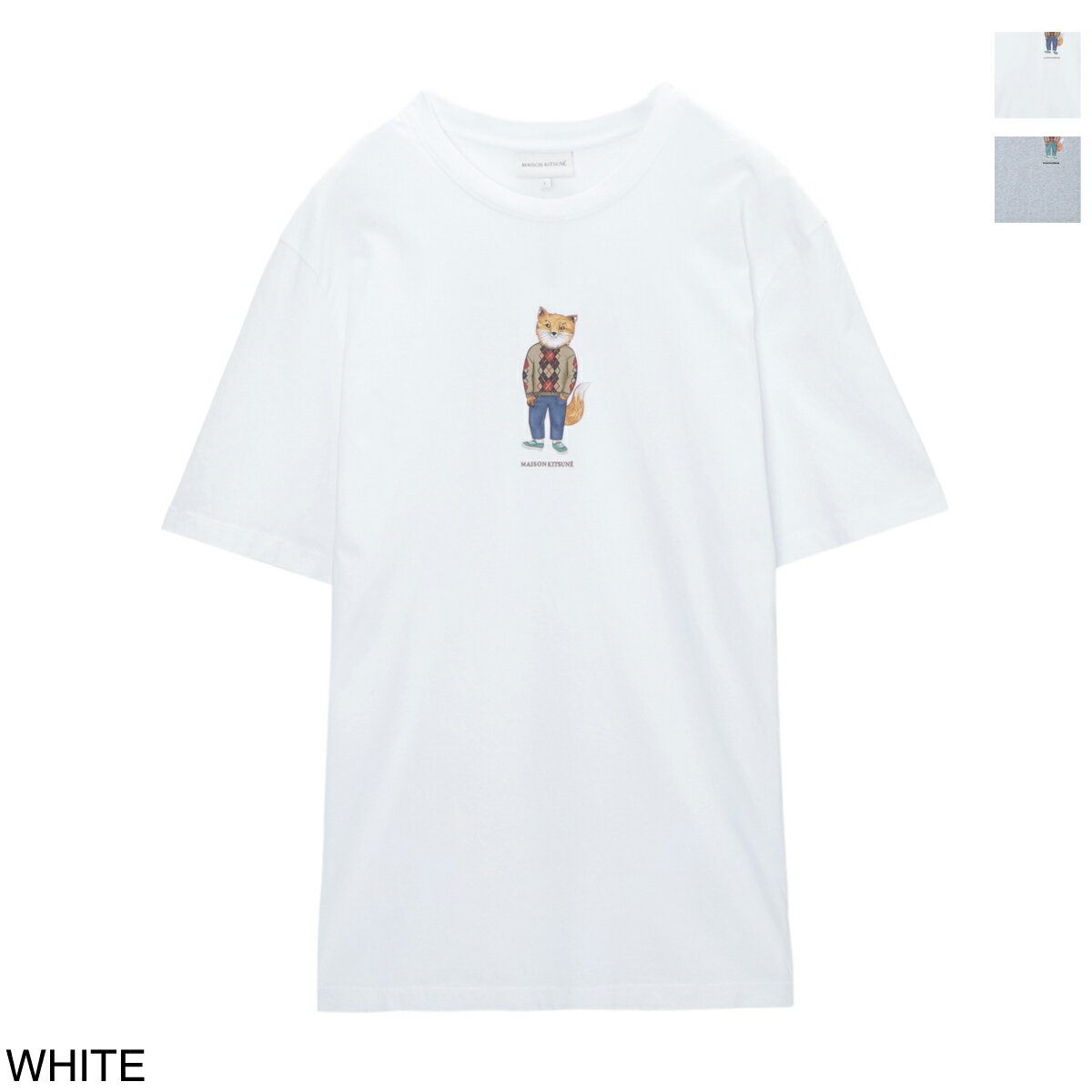 メゾンキツネ Tシャツ メンズ 【1万円均一】メゾンキツネ MAISON KITSUNE クルーネックTシャツ メンズ lm00111kj0008 p100 white DRESSED FOX REGULAR TEE SHIRT【返品送料無料】【ラッピング無料】