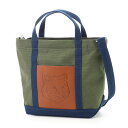 ]Lcl MAISON KITSUNE g[gobO O[ Y fB[X lw05107ww0083 m349 militarygreen inkblue FOX HEAD LEATHER POCKET MINI TOTE BAGyԕizybsOz