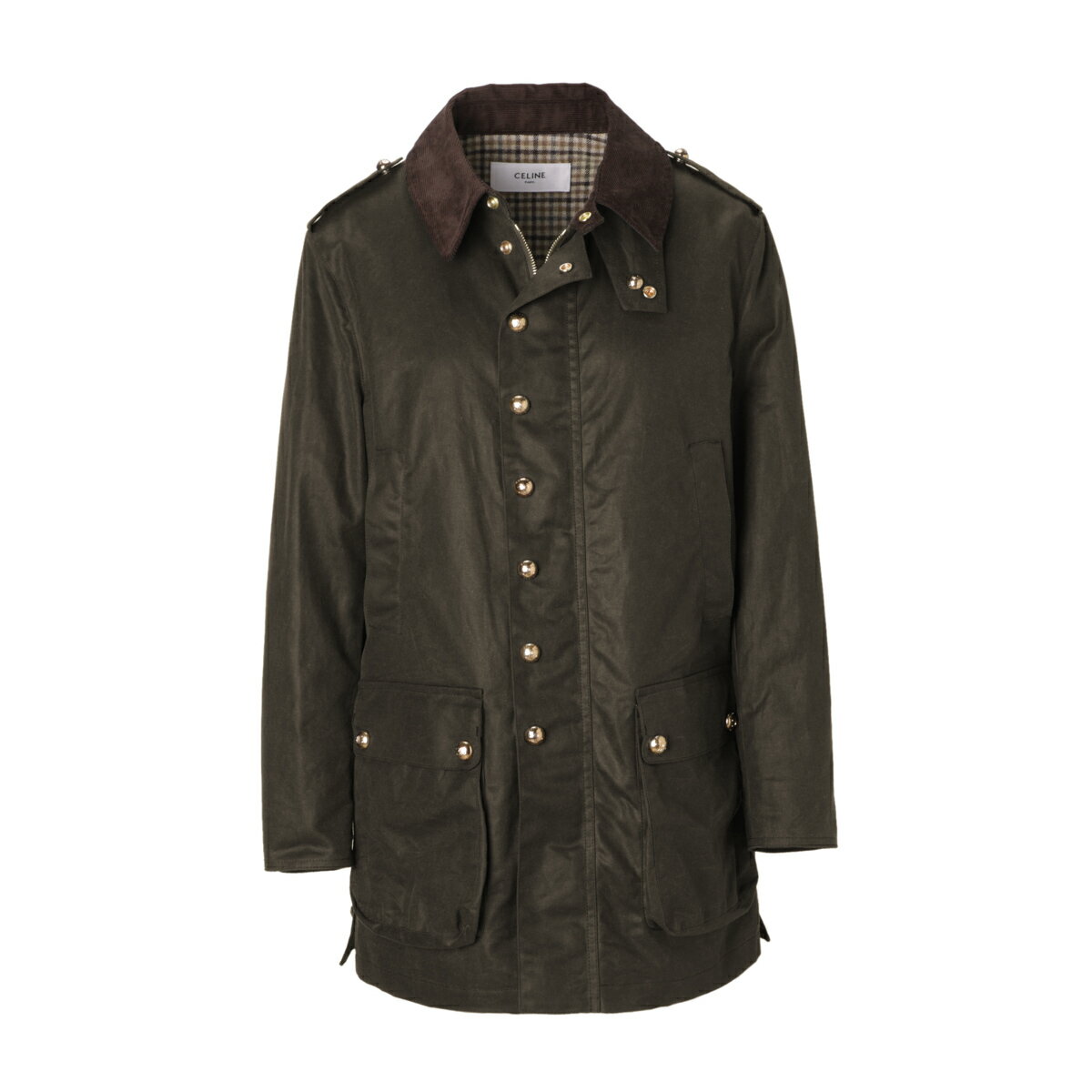 【アウトレット】セリーヌ CELINE ワックスコーティング ジャケット ハンティングジャケット 2w960 129p 02zk HUNTING JACKET IN WAXED FABRIC【返品送料無料】