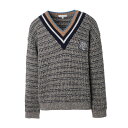 【アウトレット】メゾンキツネ MAISON KITSUNE Vネック ニット マルチカラー メンズ lm00803kt1095 m191 black white...