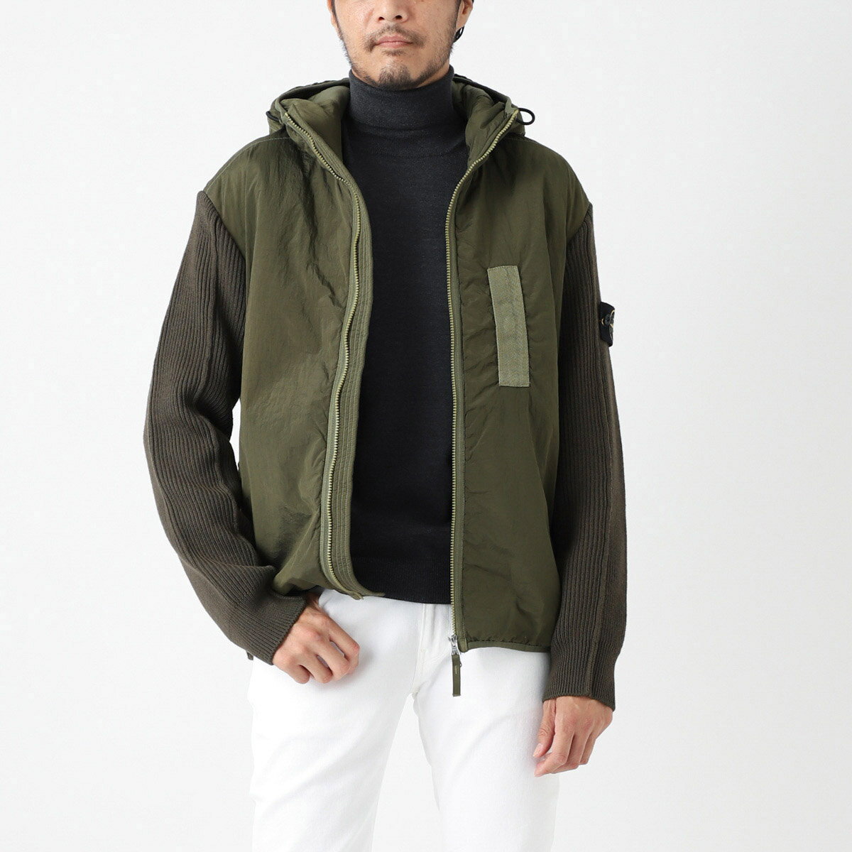 ストーンアイランド STONE ISLAND 中綿入りフーデッドブルゾン グリーン メンズ 791544134 v0058 44134 NYLON METAL IN ECONYL REGENERATED NYLON WITH PRIMALOFT-TC AND KNIT【返品送料無料】【ラッピング無料】 2023AW