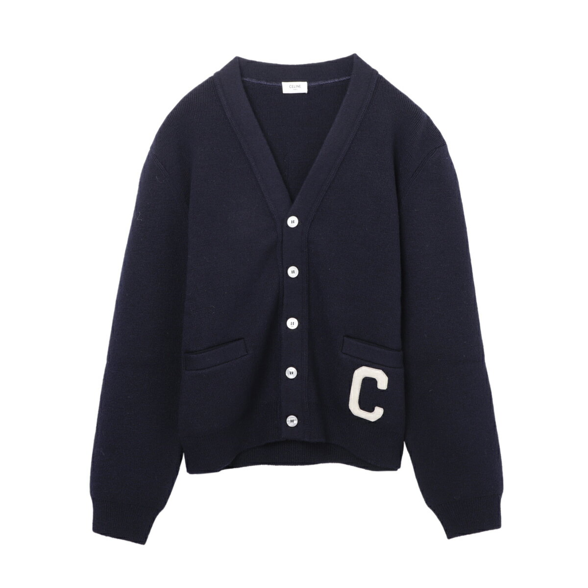 セリーヌ CELINE Vネック カーディガン ブルー メンズ 2ad9o 830i 07mr CELINE COLLEGE CARDIGAN【返品送料無料】【ラッピング無料】[2023AW]