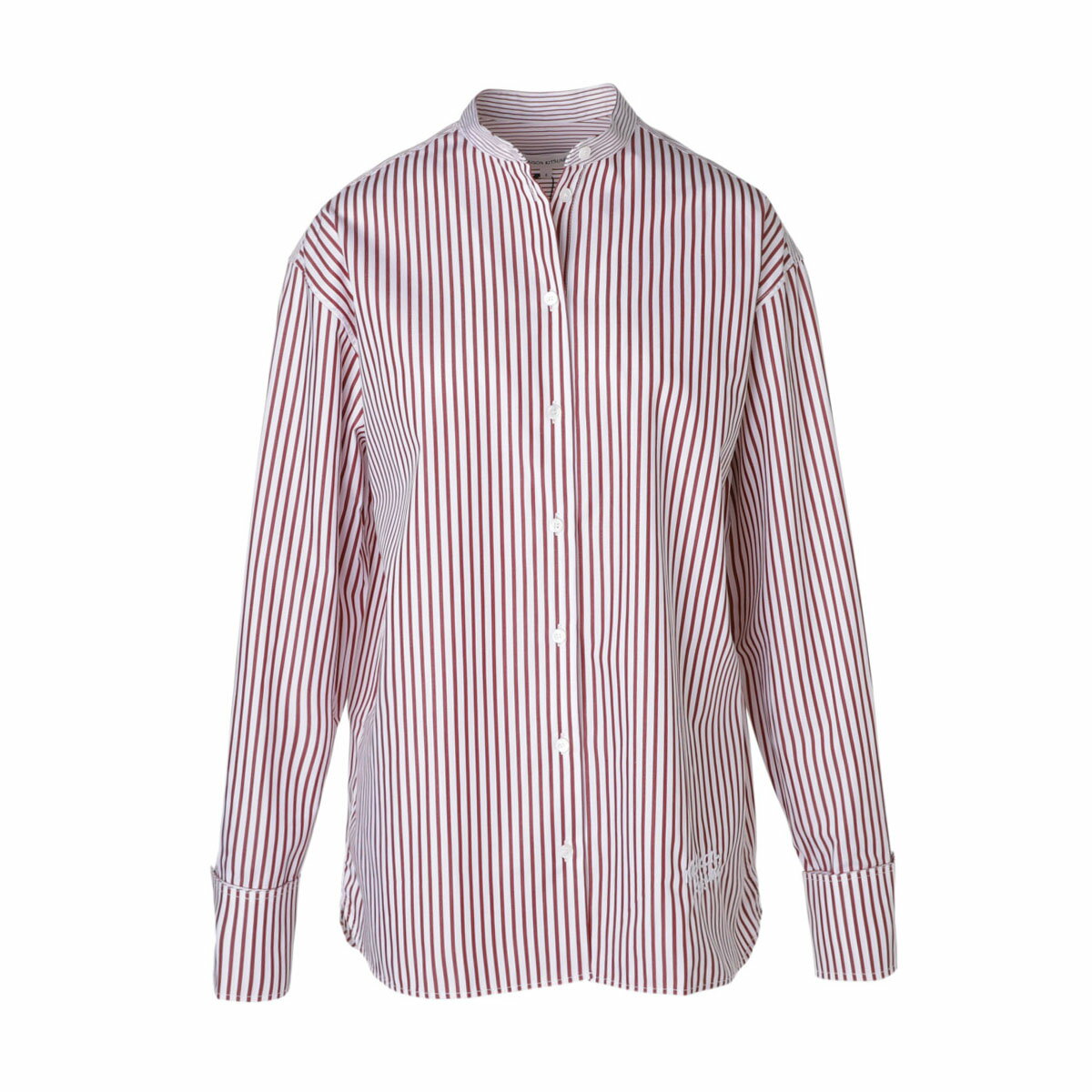 3߶Ѱۥ᥾󥭥ĥ MAISON KITSUNE ɥ顼 å ǥ lw00406wc2038 s651 red whitestripes OVERSIZE SHIRT IN STRIPED COTTON WITH LOGO HANDWRITING EMBROIDERY̵ۡڥåԥ̵[2023AW]