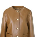 セリーヌ CELINE レザージャケット ノーカラージャケット ブラウン レディース 2ef49 583c 03be VESTE COL ROND【返品送料無料】【ラッピング無料】