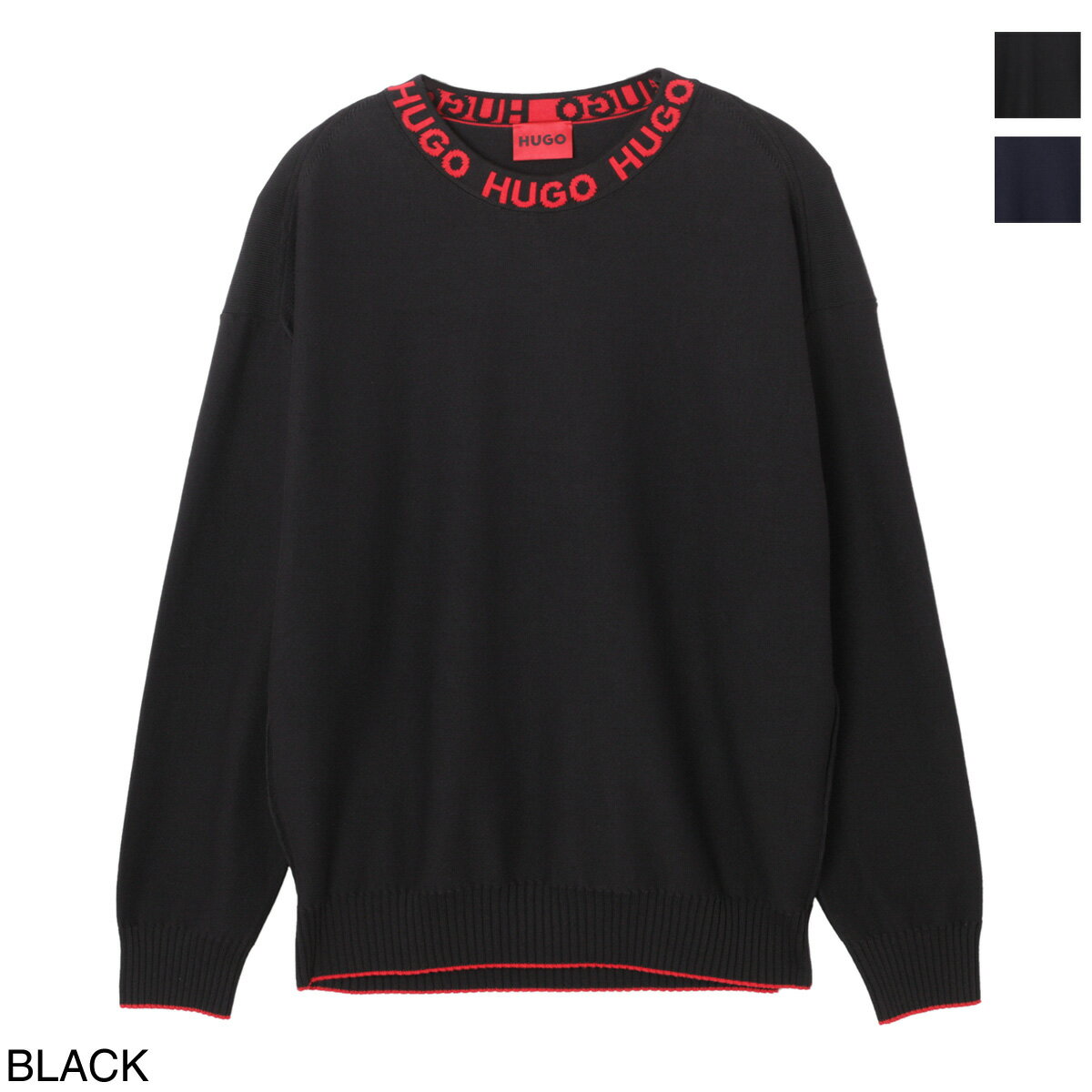 ヒューゴヒューゴボス HUGO HUGOBOSS クルーネックニット メンズ smarlo 50474813 10243359 001 SMARLO OVERSIZED FIT【返品送料無料】【ラッピング無料】[2023AW]