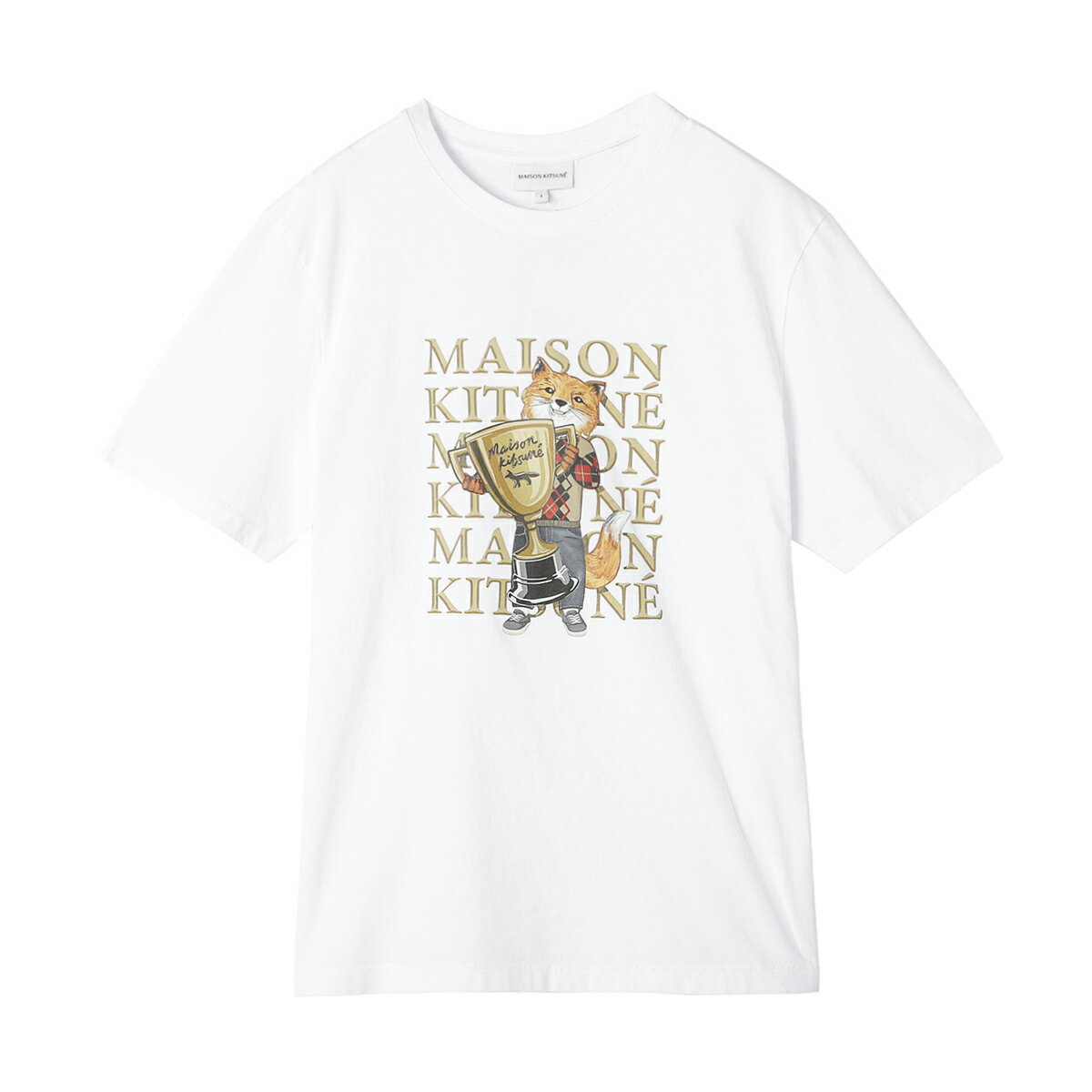 メゾンキツネ Tシャツ メンズ 【5/15限定!当選確率1/2!MAX100%POINT BACK!※要エントリー】【アウトレット】【ラスト1点】メゾンキツネ MAISON KITSUNE クルーネックTシャツ ホワイト メンズ lm00123kj0008 p100 white FOX CHAMPION REGULAR TEE-SHIRT【返品送料無料】【ラッピング無料】[2023AW]