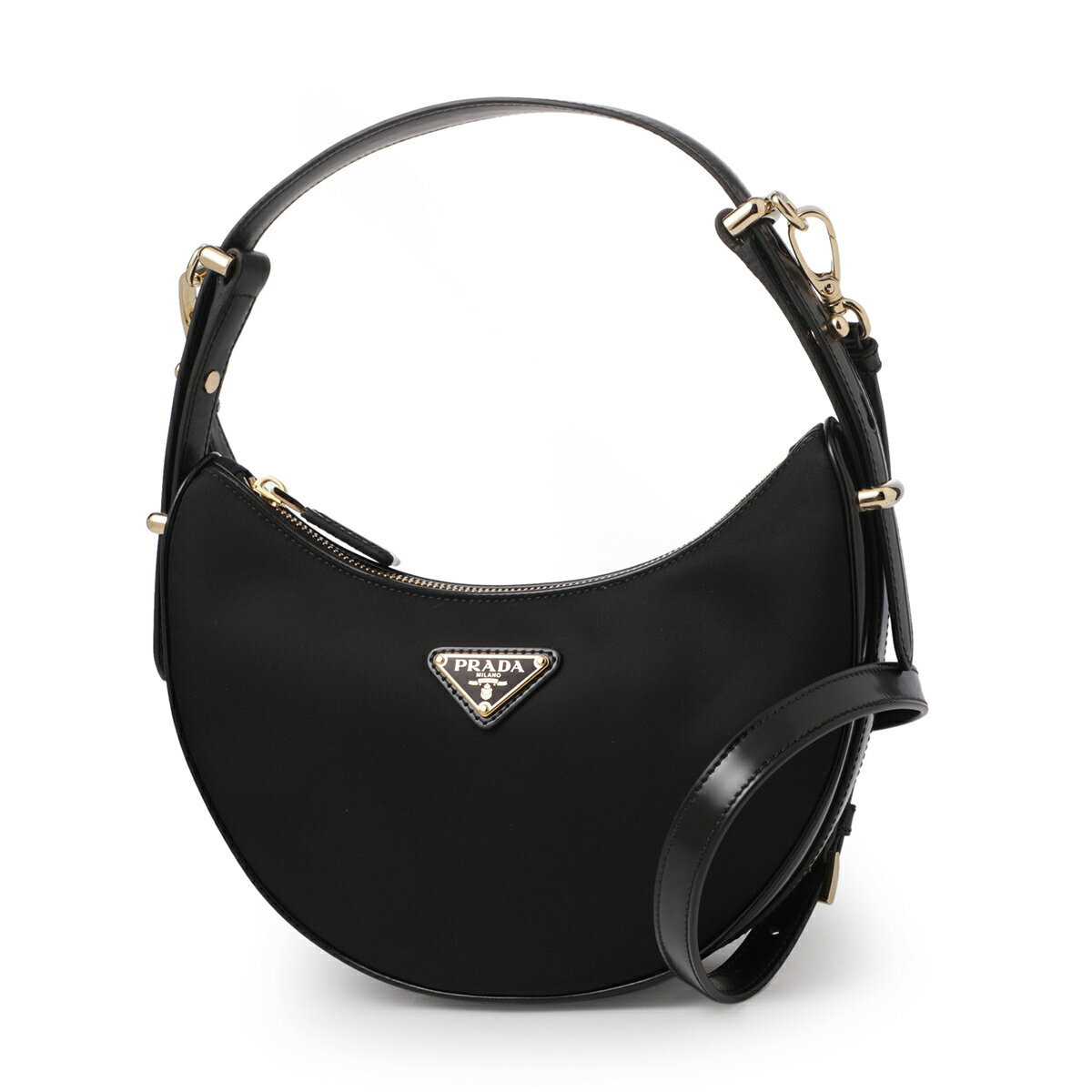 プラダ PRADA ショルダーバッグ 2WAY ホーボーバッグ ブラック レディース 1bc194 r789 f0002 ARQUE RE-NYLON LEATHER SHOULDER BAG【返品送料無料】のサムネイル