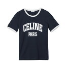 セリーヌ CELINE クルーネックTシャツ ブルー レディース 2x59j 671q 07ow T-SHIRT 70 039 S CELINE PARIS【返品送料無料】【ラッピング無料】 2024SS