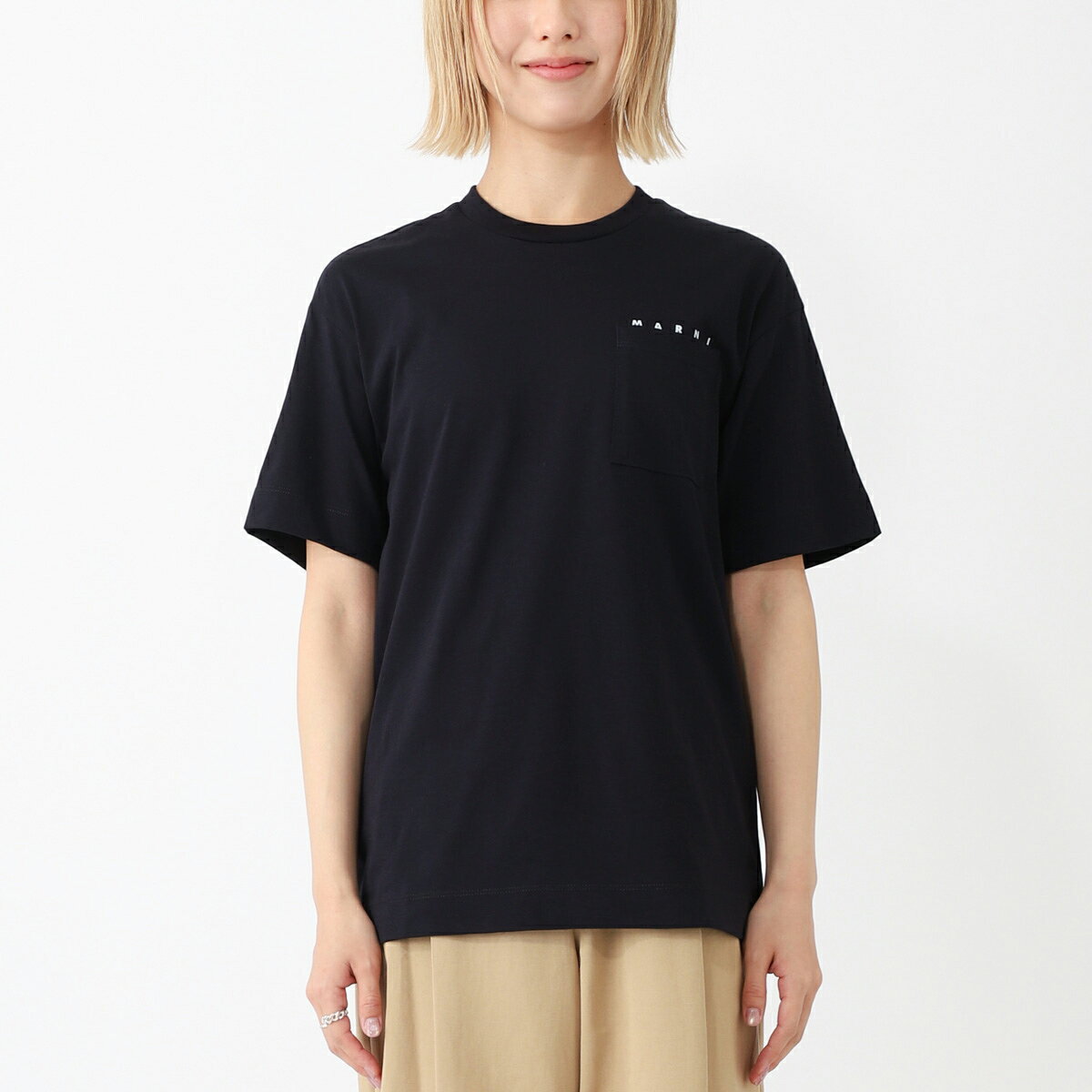 『ネコポス対応(1点まで)』マルニ MARNI クルーネックTシャツ KIDS キッズ ガールズ レディース 胸ポケット クルーネック ロゴT【返品送料無料】[2026SS]