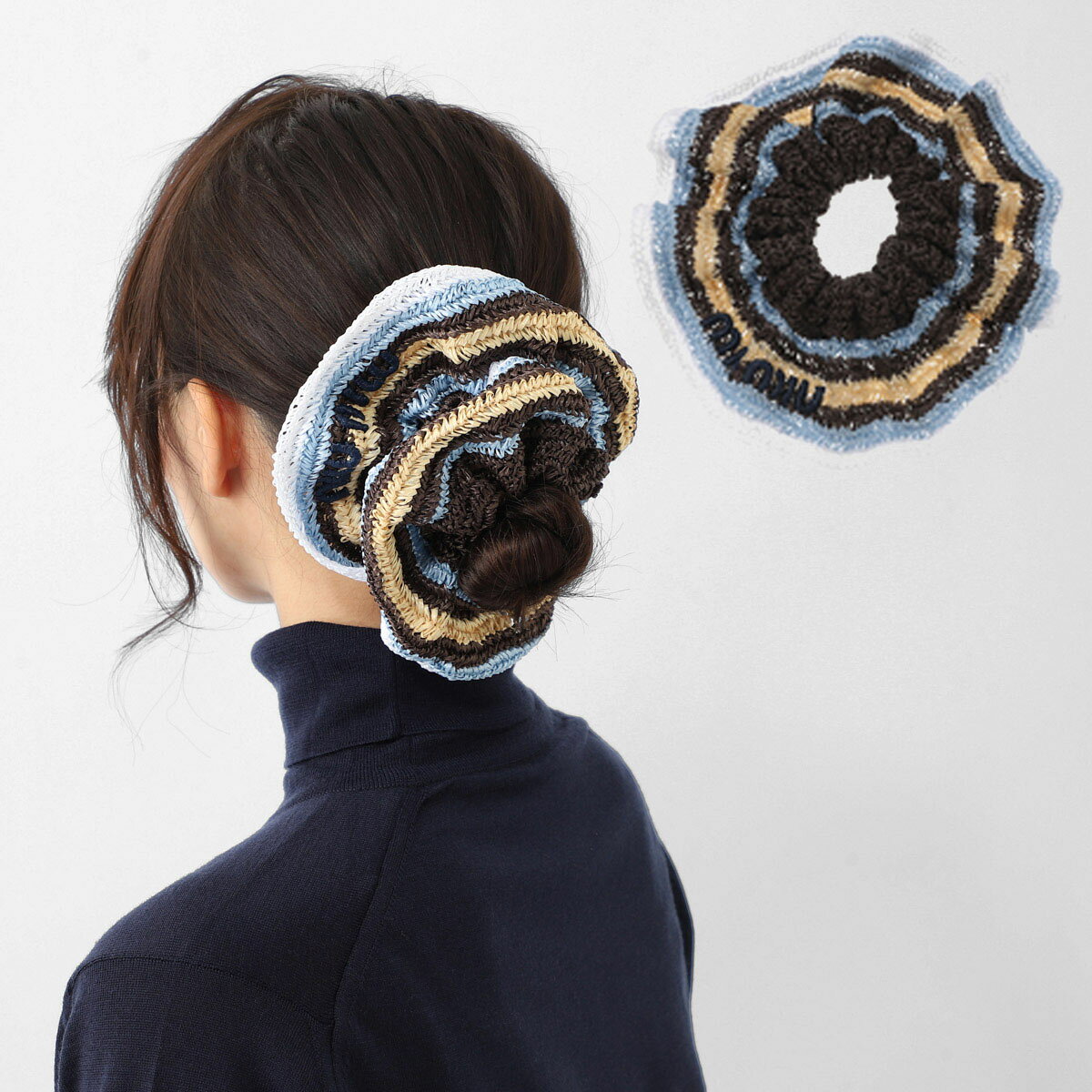 ミュウミュウ miu miu シュシュ ヘアゴム マルチカラー レディース 5if027 2cwx f04em CROCHET SCRUNCHIE ロゴ刺繍 ヘアゴム【返品送料無料】