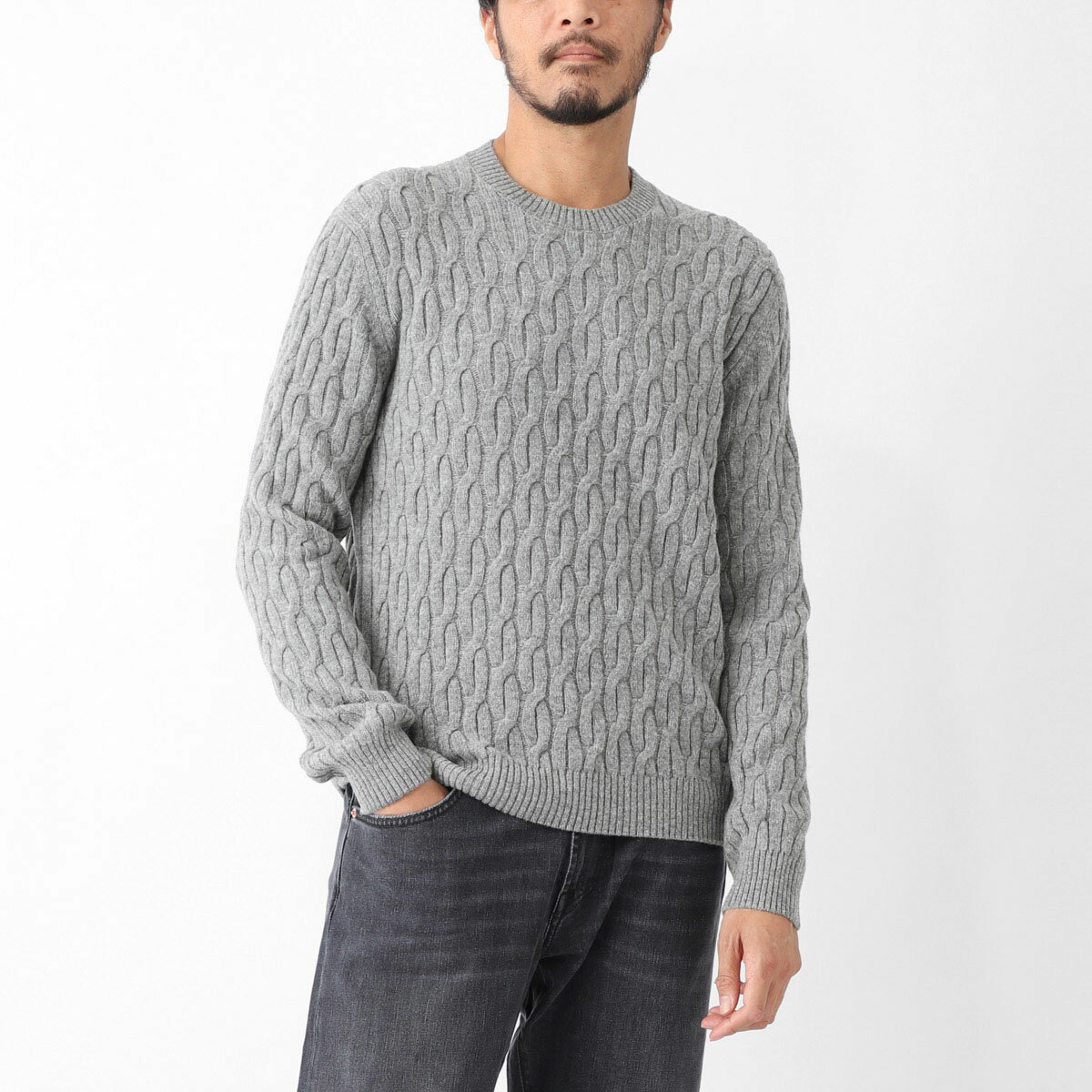 ザノーネ ZANONE クルーネックニット グレー メンズ 大きいサイズあり 810234 zn277 z4909 GIRO【返品送料無料】[2025AW]