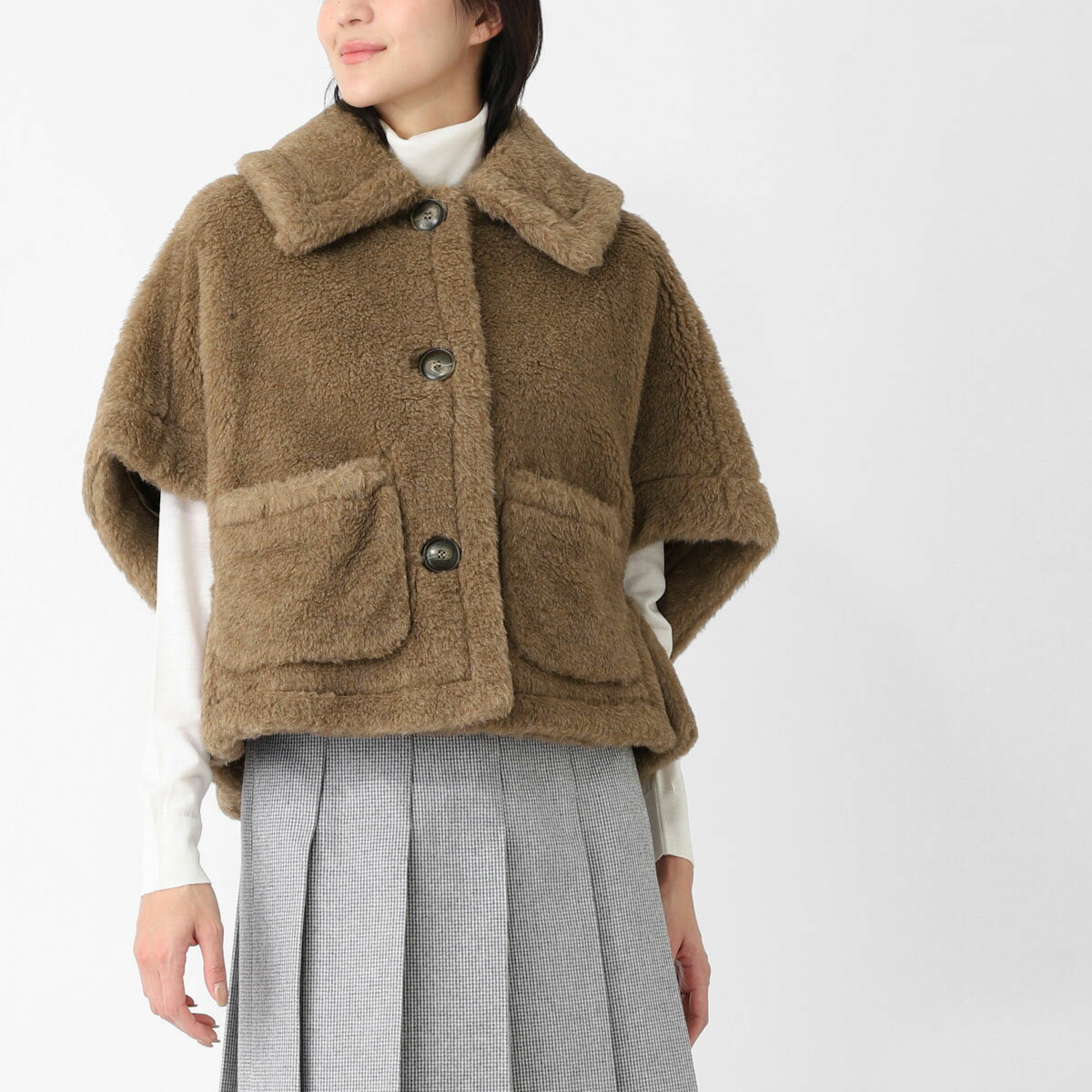 【新品未使用】Max Mara　 テディベア×ピュアカシミヤ　フーディ ケープ 新品未使用】Max Mara テディベア×ピュアカシミヤ フーディ ケープ