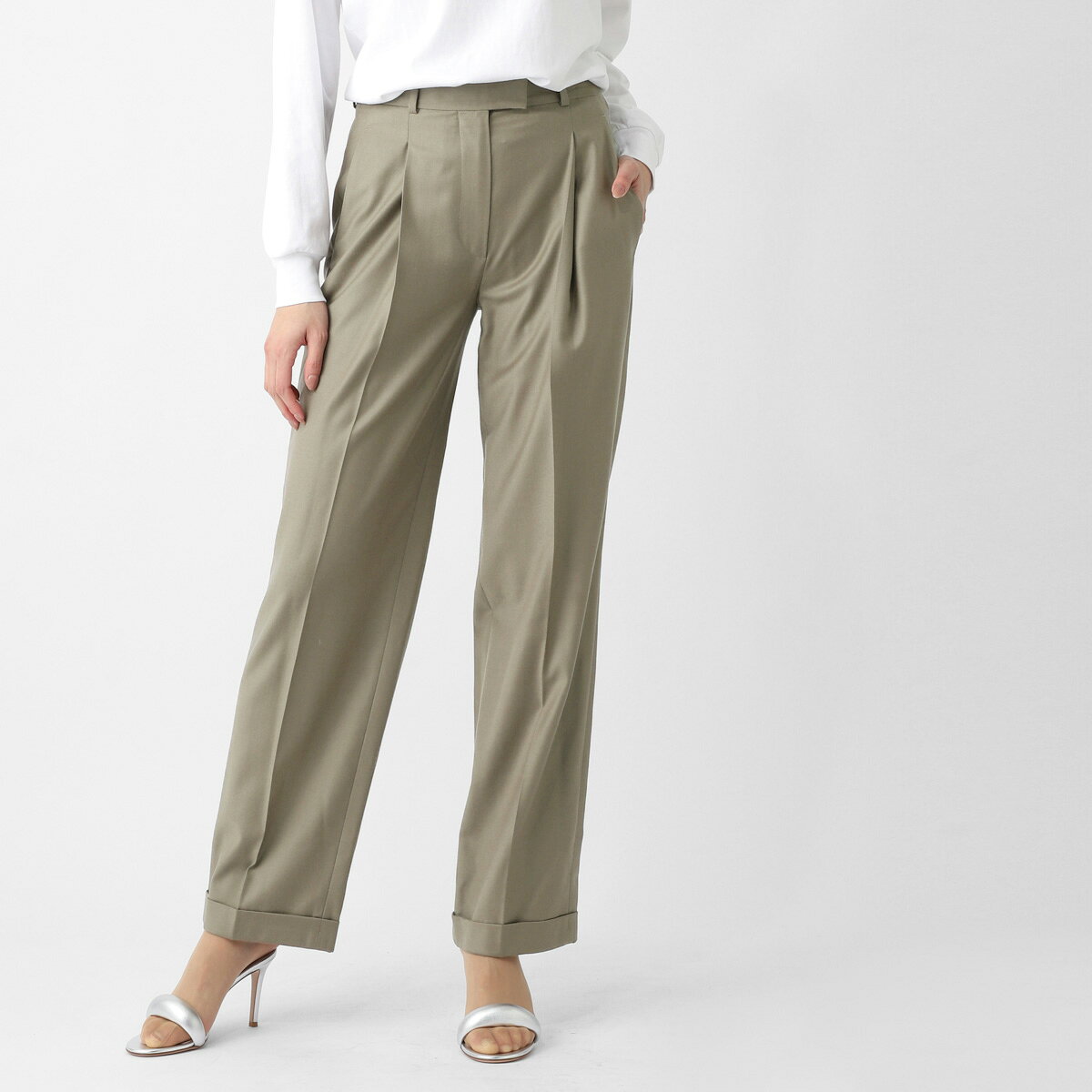 Rakuten - ザ ロウ THE ROW ウールパンツ ストレートパンツ ベージュ レディース 10239 w4084 myb SORINA PANT【返品送料無料】