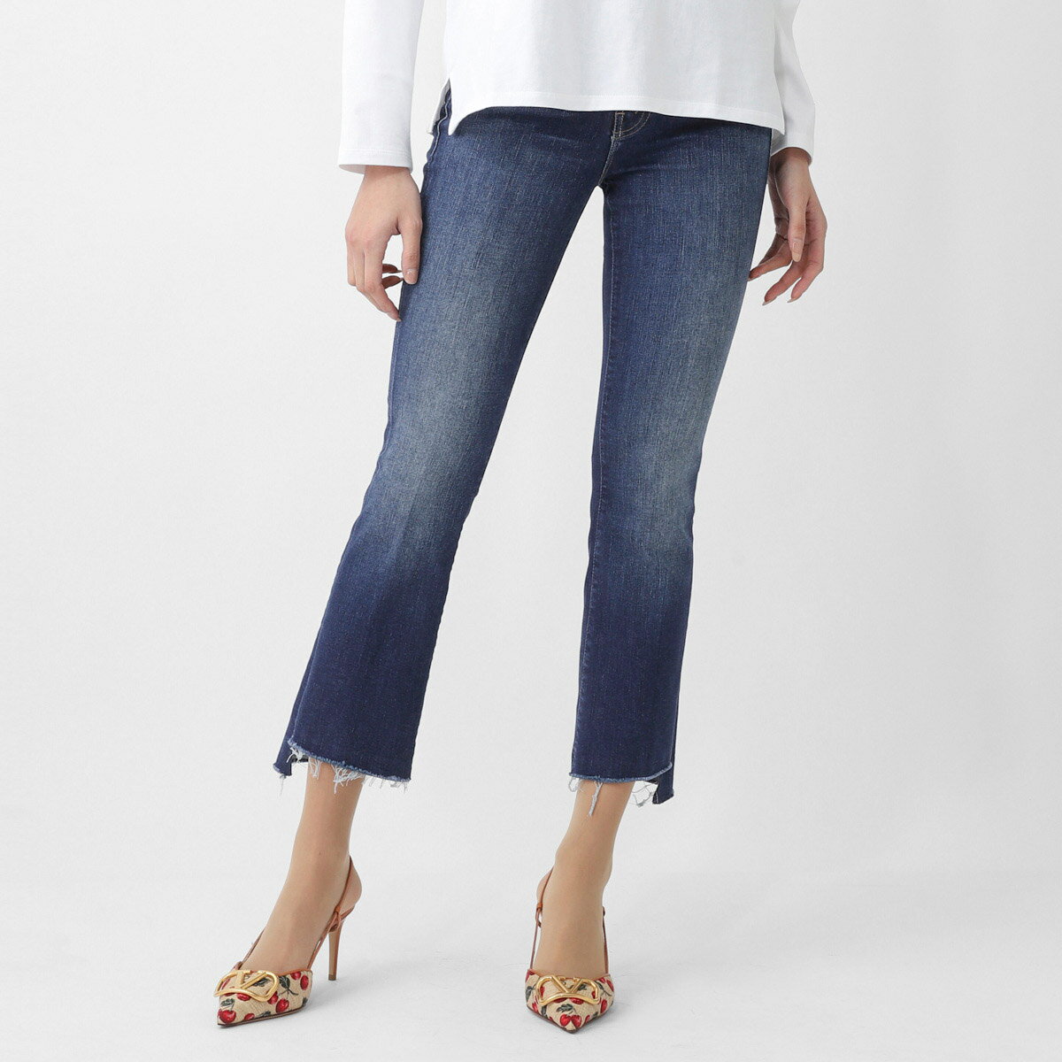Rakuten - マザー MOTHER ジップフライジーンズ フレアジーンズ レディース THE INSIDER CROP STEP FRAY ストレッチ フレア デニムパンツ クロップド丈 切りっぱなし【返品送料無料】[2026SS]