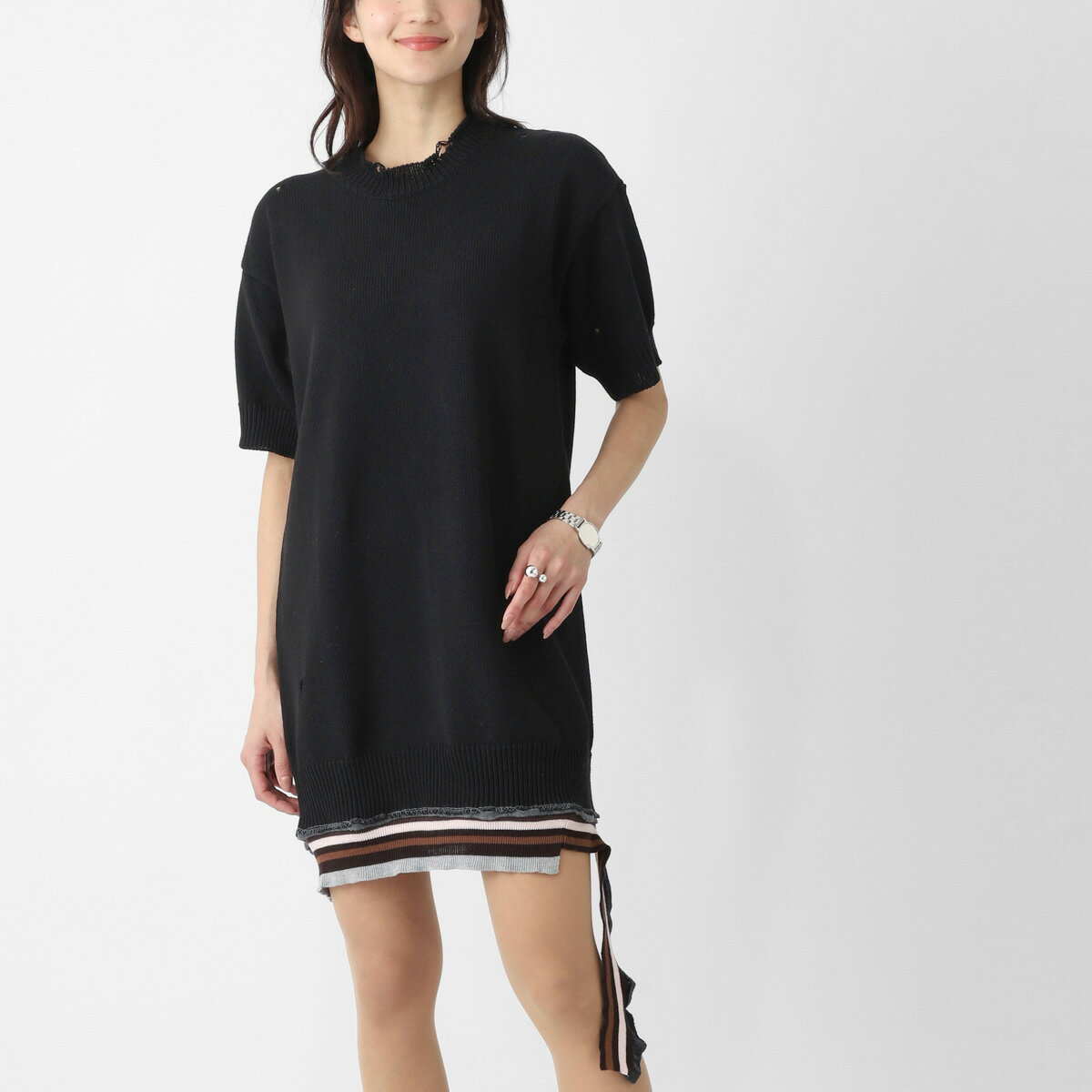 Rakuten - エムエム 6 メゾンマルジェラ MM6 Maison Margiela ニットワンピース ミニワンピース ブラック レディース s52da0086 m13205 961【返品送料無料】