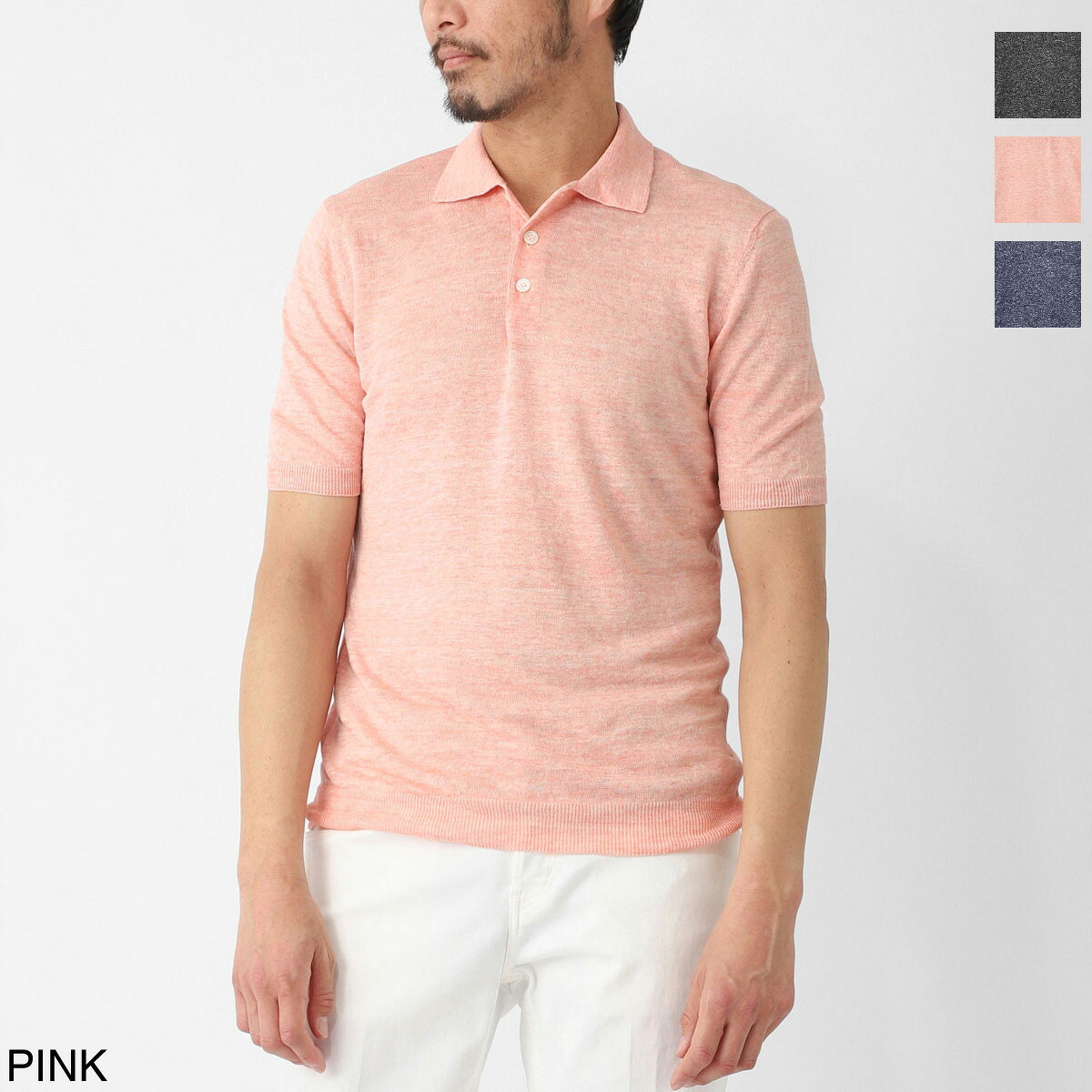 樂天商城 - グランサッソ Gran Sasso ニットリネンポロシャツ メンズ 大きいサイズあり KNITTED LINEN POLO【返品送料無料】[2026SS]