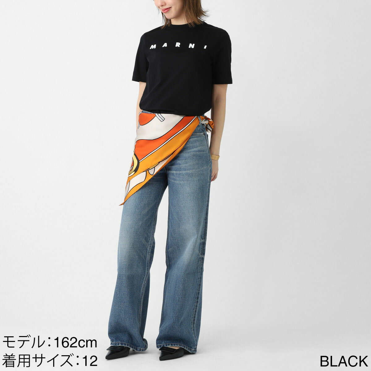 『ネコポス対応(1点まで)』マルニ MARNI クルーネックTシャツ KIDS キッズ ガールズ レディース m01601 m00rf 0m100 ロゴプリント Tシャツ【返品送料無料】[2026SS]