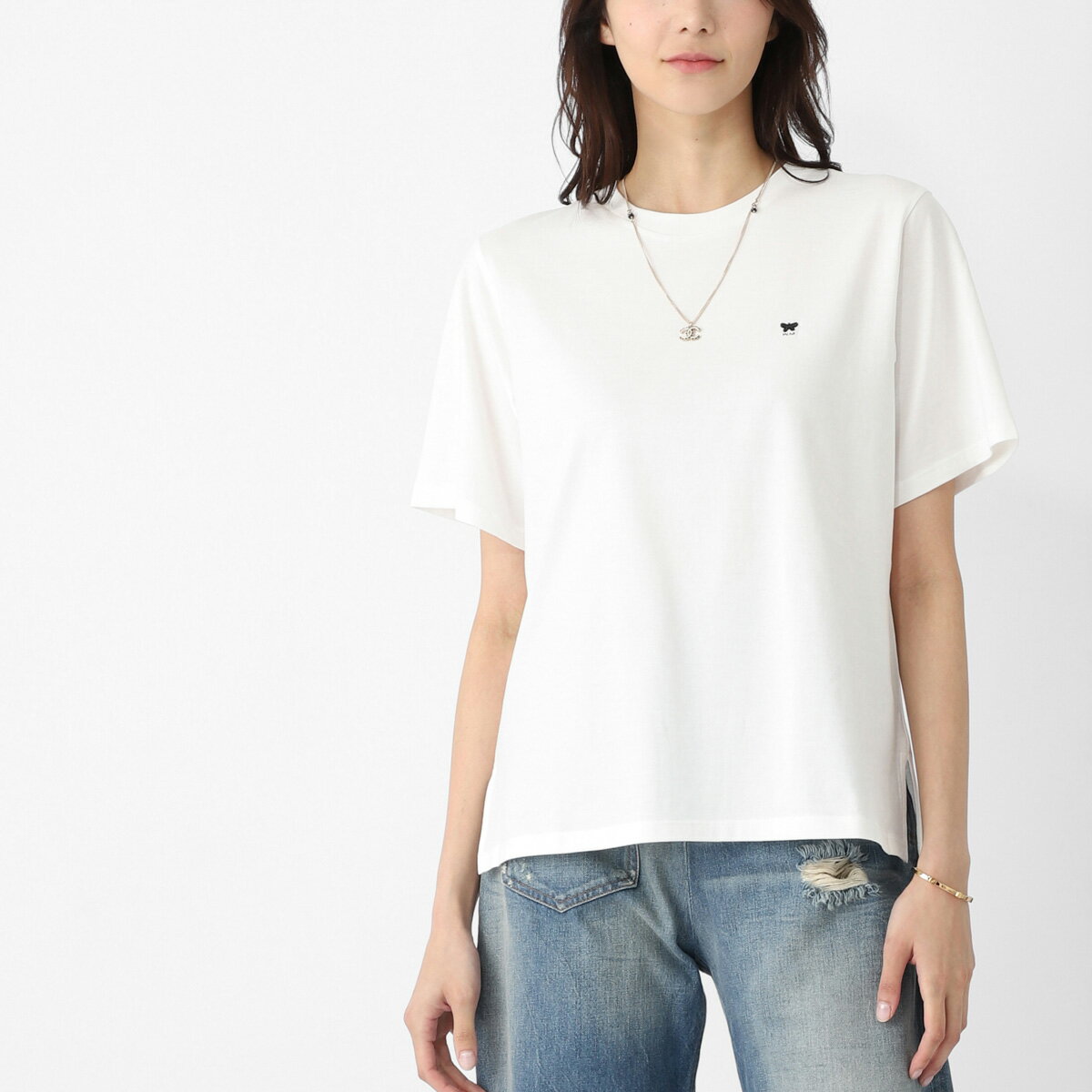 ウィークエンドマックスマーラ WEEKEND Max Mara クルーネックTシャツ ホワイト レディース venaco 2615971031600 001 VENACO ヴェナコ バタフライ 刺繍