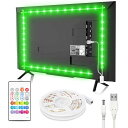 LED テープライト USB接続 4M TV バックライト PC照明テープ テレビ照明テープ ライトテープ TVイルミネーションライト RGB 疲れ目に効く SMD5050 高輝度リモコン操作 間接照明 5V テレビ裏