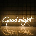おやすみネオンライトサイン、Good nightアート装飾ナイトライト、暖かい白色LEDネオンサイン、5.5 x 16.9インチUSB電源ネオンサイン、子供部屋...