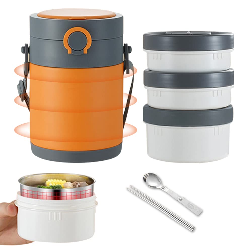 保温ランチジャー 保温弁当箱 真空断熱スープジャー 丼ぶり型 抗菌ステンレス鋼ランチボックス カトラリー付き プレゼントギフト