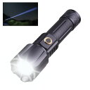 超高輝度 LED 懐中電灯 高輝度 2000 ルーメン 充電式 30W LED 懐中電灯 軍用 戦術的な 5 つの照明モード 懐中電灯 ズーム可能な強力なフラッシュライト 長い照明範囲 IPX4 防水 緊急用、夜釣り、ハイキング、キャンプ、登山、停電、