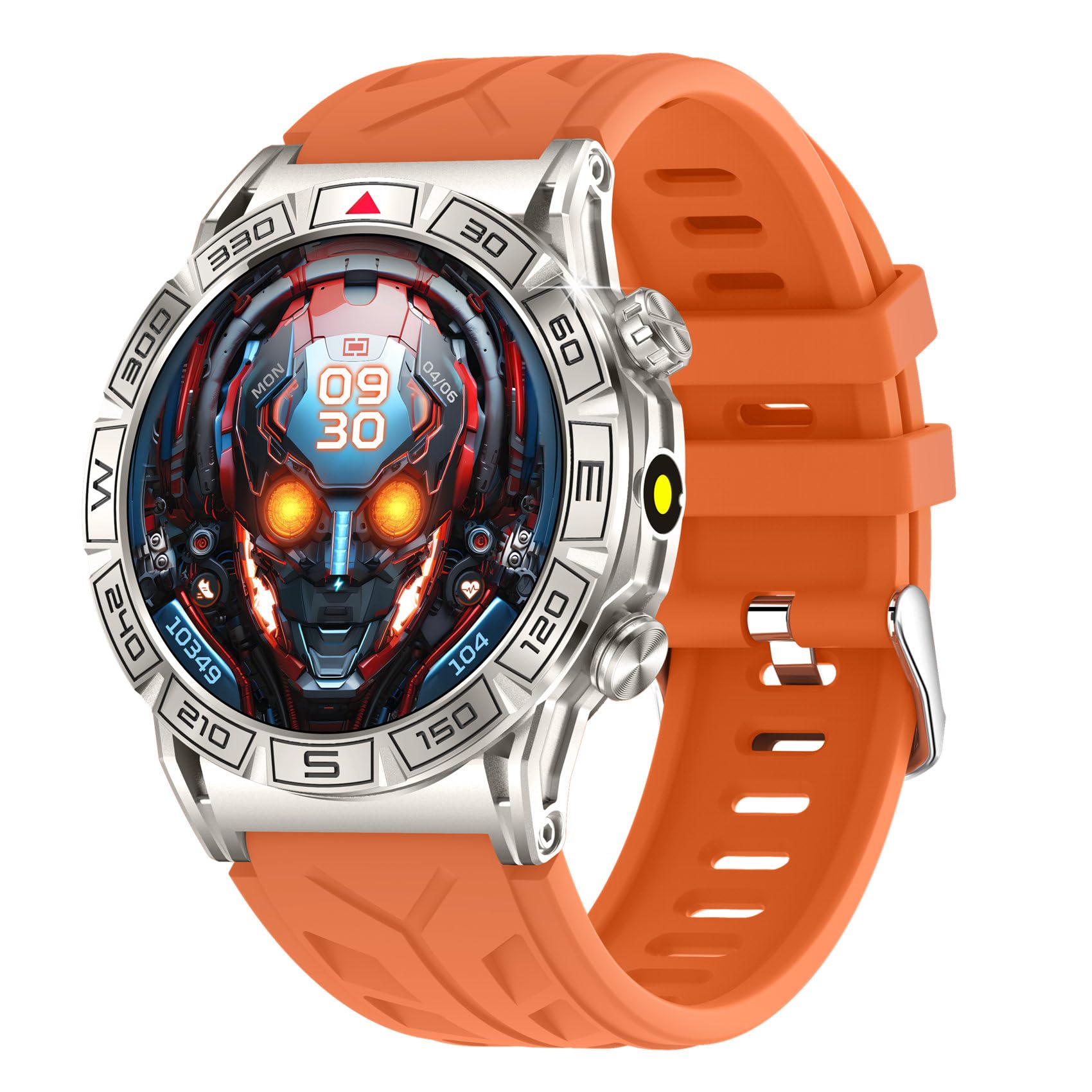 革新 ?力アウトドアスポーツスマートウォッチ通話機能付き 1.43インチAMOLED金属丸型腕時計,軍用規格 ..