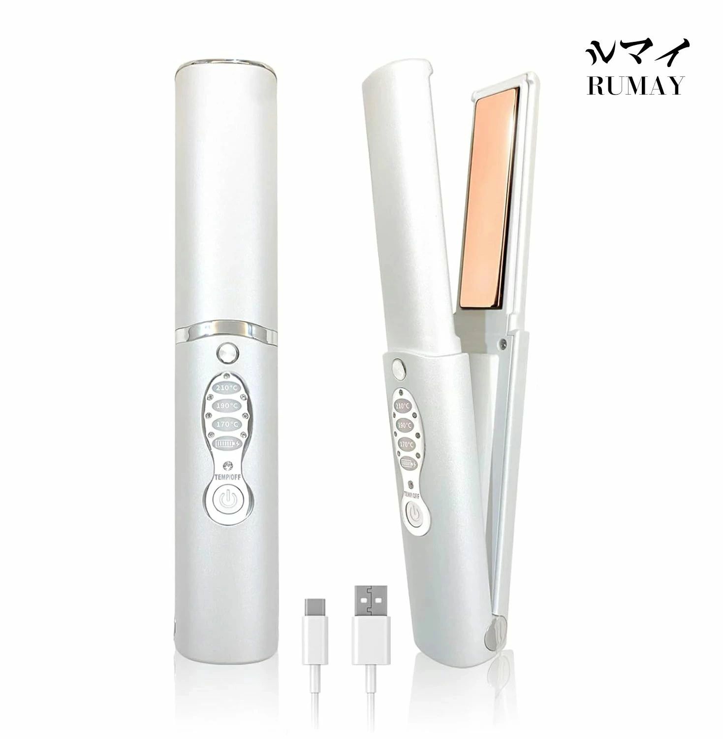 コードレス ストレートヘアアイロン 充電式 チタンポータブルフラットアイロン トラベルストレートアイロン デュアル電圧 5000 mAh バッテリー 瞬時に加熱するコードレスストレートアイロン 2 in 1